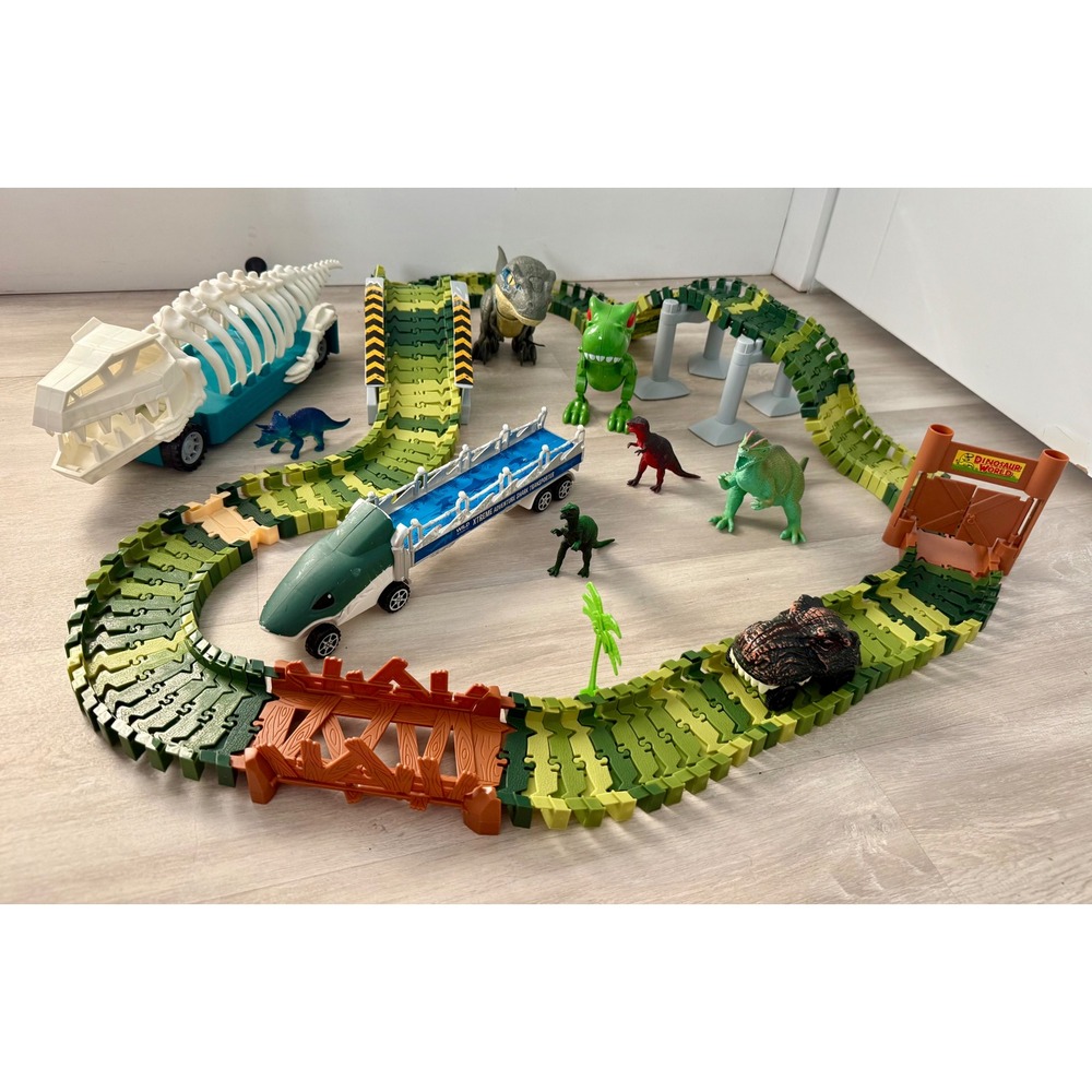 Unbranded Dinosaur Race Track Set Kids‎ Unisex Green Good Flexible Bridge Shark